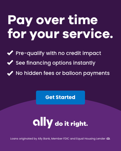 Pay over time for your service with ally. Apply Now!